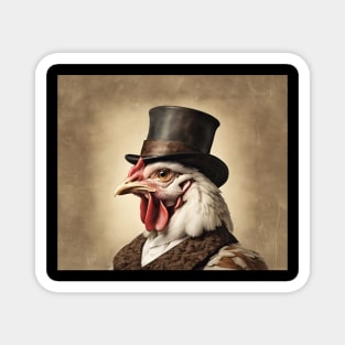 Victorian Chicken Portrait Artistic Gift Fashion Chicken Style Magnet