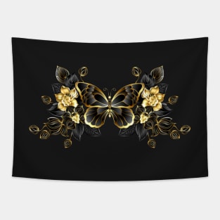 Jewelry Butterfly with Black Orchids Tapestry