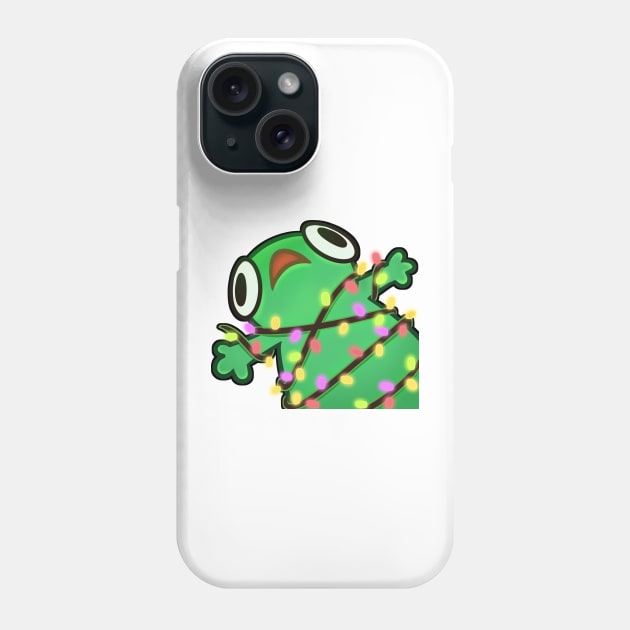 Froggie tangled in Christmas lights Phone Case by Nucifen