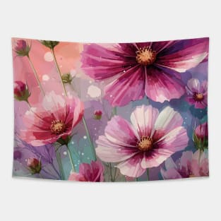 Pink Cosmos Flowers Tapestry