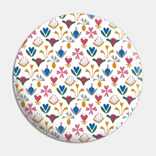 BLUE BELL – SCANDINAVIAN FOLK ART MULTICOLOURED FLORAL Pin