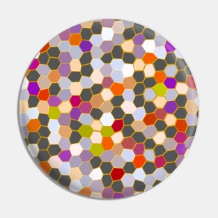 Colorful Orange, Purple, Grey, Yellow, Blue Mosaic Pin