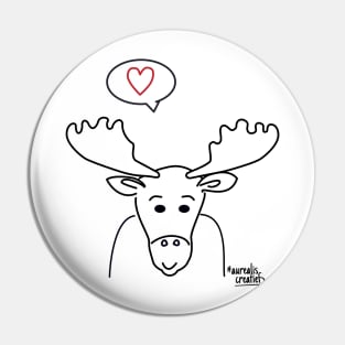 Love moose on pink Pin