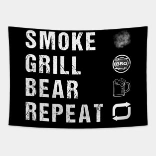 Mens Funny Dad Grandpa Grilling BBQ Meat Humor T-Shirt Tapestry