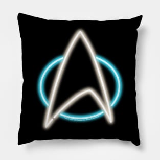 Blue Neon Star Trek Next Generation Communicator Badge Top Left Pillow