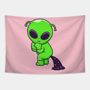 Cute Alien Pooping Space Cartoon Tapestry