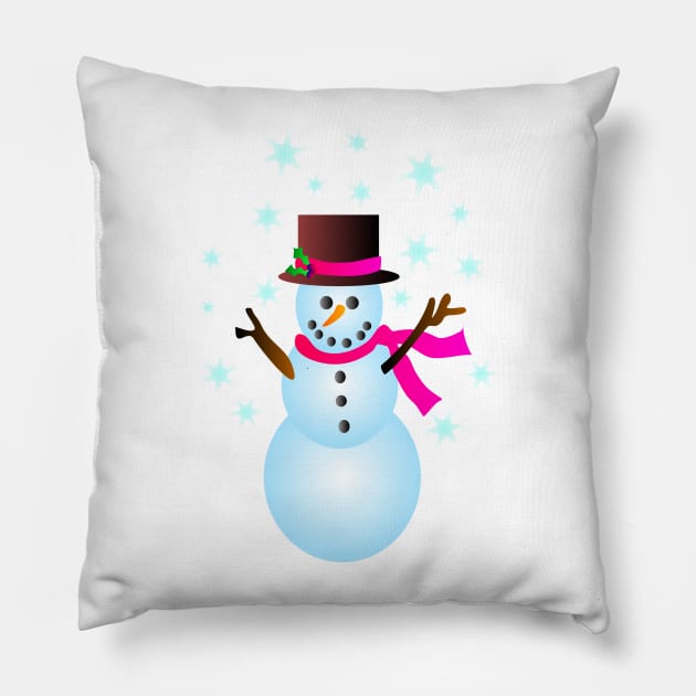 Happy Snowman in the Snow Pillow by GemmasGems