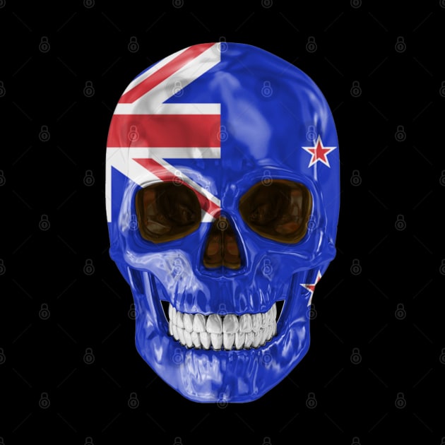 New Zealand Flag Skull - Gift for New Zealander With Roots From New Zealand by Country Flags