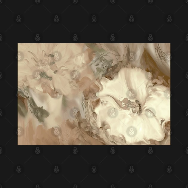 Abstract Neutral Flowers Floral Design Warm Beige Tones Art by FloralFancy