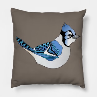 Cute Graphic Blue Jay Bird Pillow