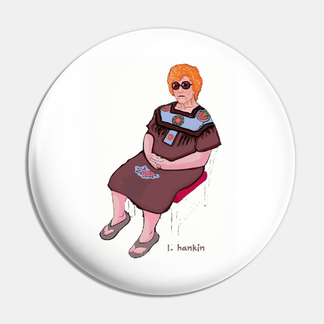 Grandma on White Background Pin by LarryHankin