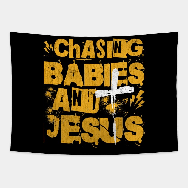 Chasing Babies And Jesus Tapestry by Point Shop