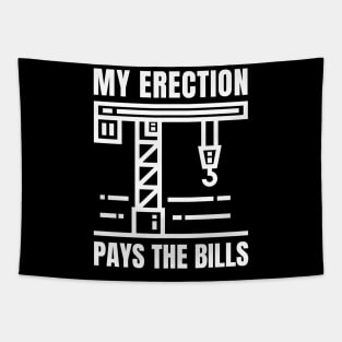 Funny Crane Operator, Construction Job Site Humor Tapestry