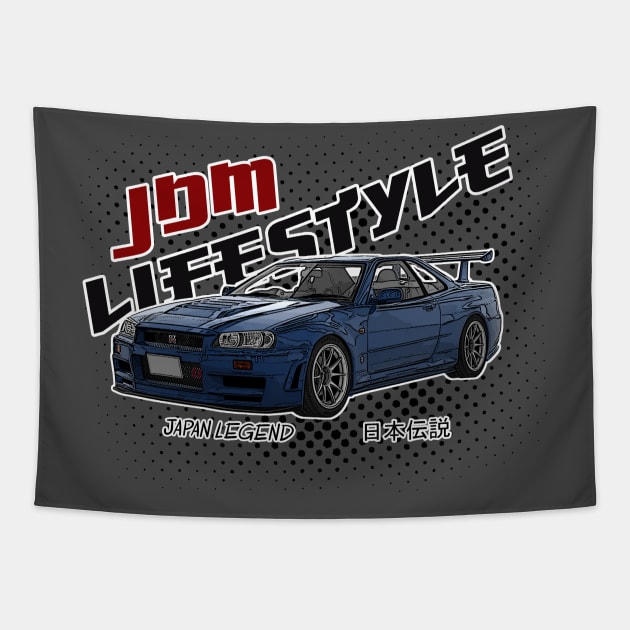 Skyline R34 Tapestry by JDMzone