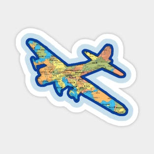 WWII Bomber Airplane - WWII Map of Europe Magnet