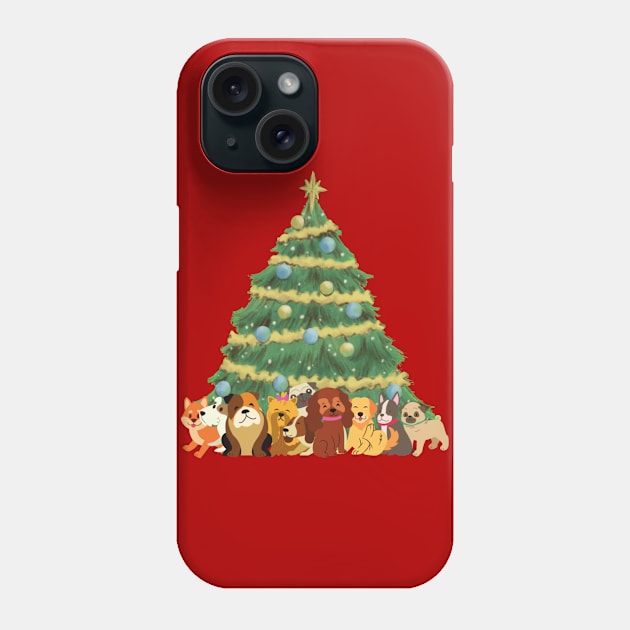 Christmas Tree with Dogs Phone Case by Designs_by_KC