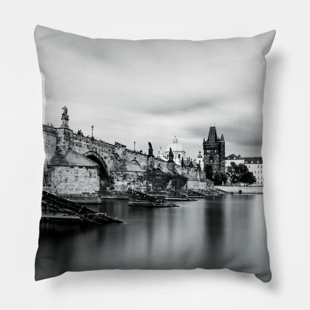 Charles Bridge under long exposure Pillow by StefanAlfonso