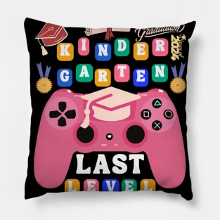 Kendergarten last level groovy colored font Pillow