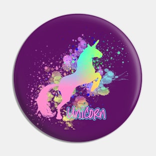 Unicorn Rainbow Paint Splatter Artistic Fantasy Graphic Pin