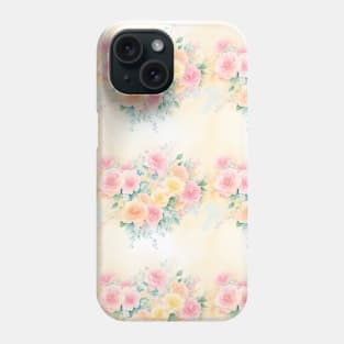 Watercolor Wild Peachy, Yellow, And Pink Roses Background Phone Case