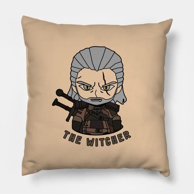 The witcher chibi Pillow by Lolebomb