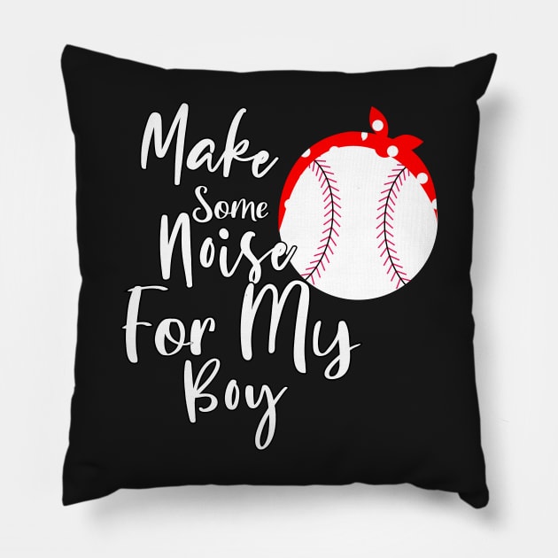 Make Some Noise For My Boy Design, Football Mom Gift, Red Bandana Baseball Gift For Antie Pillow by WassilArt