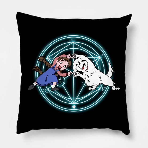 Fullmetal alchemist fusion - cyan glow Pillow by FunartsbyM