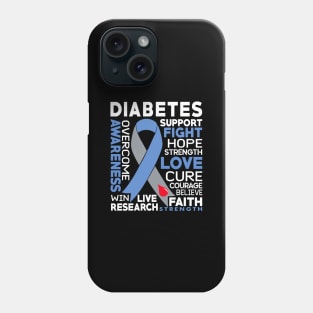 Fight Hope Love Cure Diabetes Awareness Riboon Phone Case