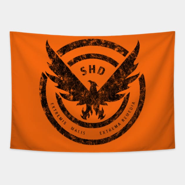 The Division SHD Worn Black Logo Tapestry by StebopDesigns