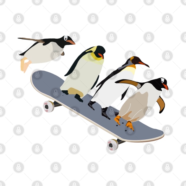 Skateboarding Penguins by smoochugs