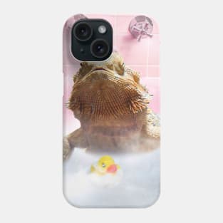 Cute Self-Care Bathing Bearded Dragon Lizard Palm Bath Phone Case