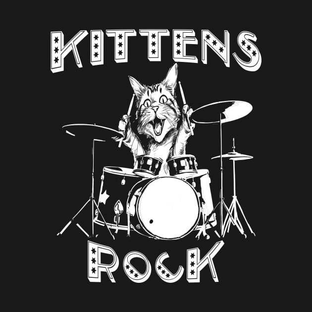 Kittens Rock Funny Kitten Playing the Drums by DonnaPeaches