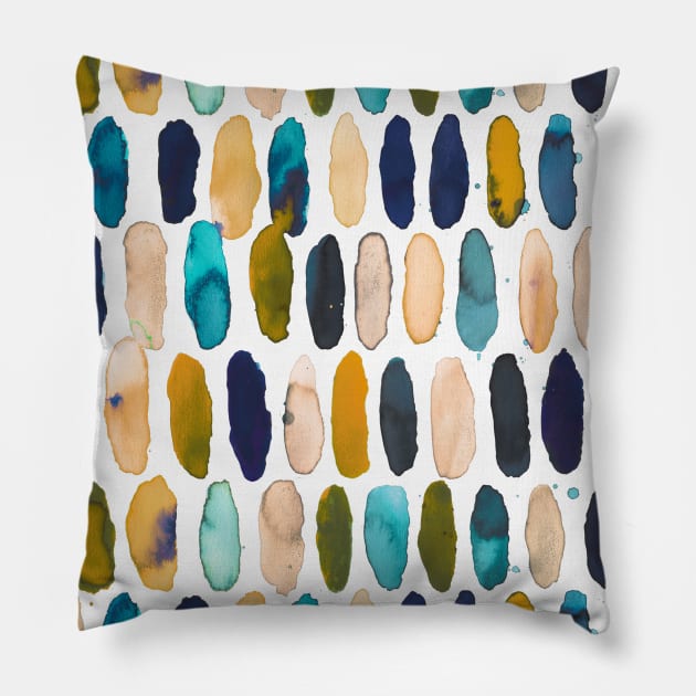 Pocket - PILLS BLUE OCRE WHITE BG Pillow by ninoladesign