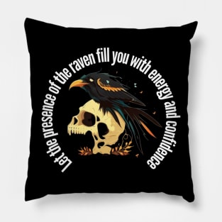 Raven with skull Pillow