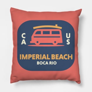 Retro Surfing Emblem Imperial Beach, California // Vintage Surfing Badge Pillow