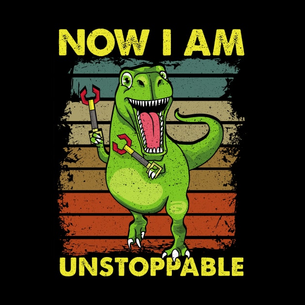 Now I Am Unstoppable TRex Funny Dinosaur Arms Pun by theperfectpresents