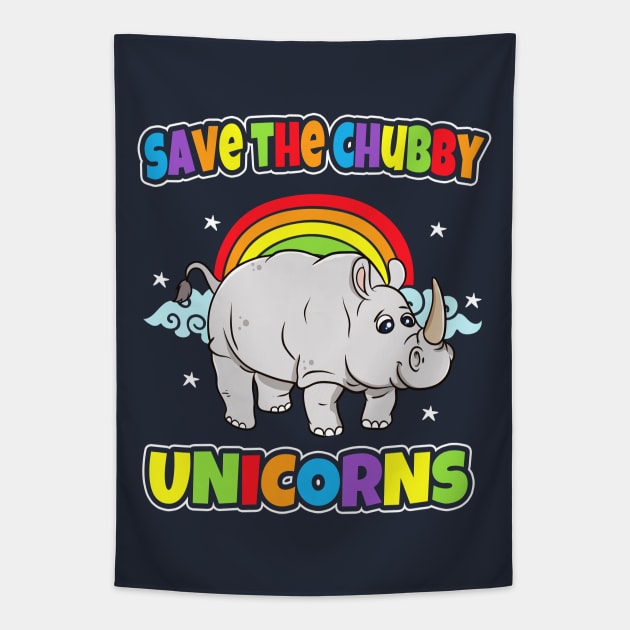 Rhino Save The Chubby Unicorns Rhinoceros Tapestry by E