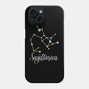 Sagittarius Zodiac Constellation in Rainbow Pastels - Black Phone Case