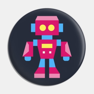 Pink and Blue Toy Robot Action Figure Pin