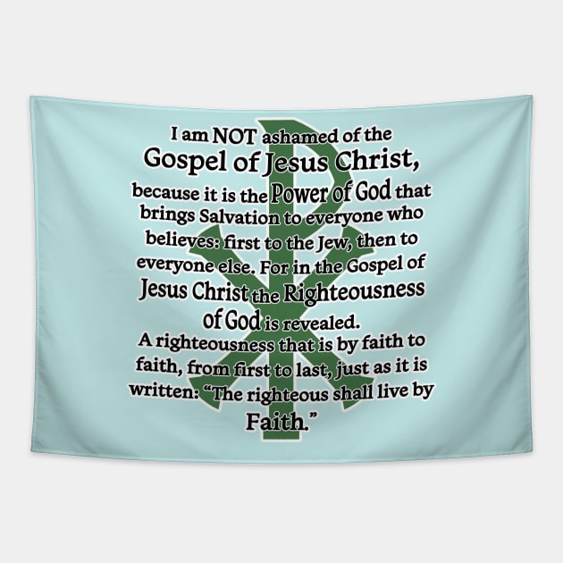 I am Not Ashamed of the Gospel of Jesus Christ ... Green Chi Rho Tapestry by The Knotty Works