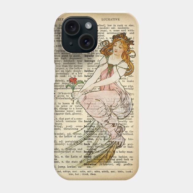 "Painting" in old book page - Mucha Phone Case by ritta1310