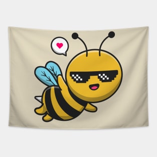 Cute Cool Bee Wearing Glasses Cartoon Tapestry