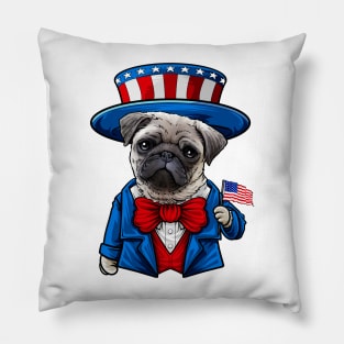 Fourth of July Pug Pillow