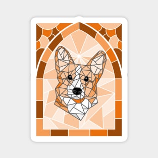 Stained Glass Fawn Corgi Magnet