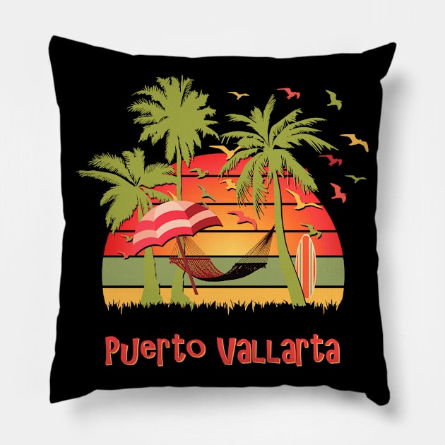 Puerto Vallarta Pillow by Nerd_art