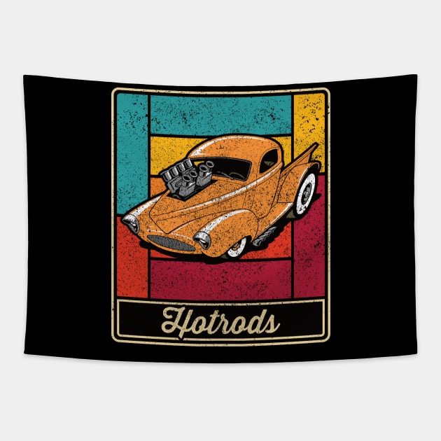 Hotrods Vintage Distressed Colored Classic Truck Tapestry by RadStar