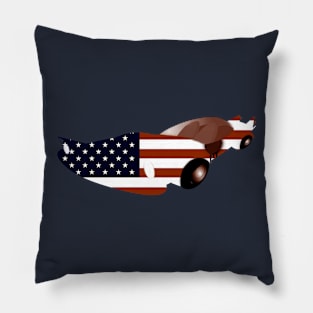 AMERICAN FLAG ON A CLASSIC CAR Pillow
