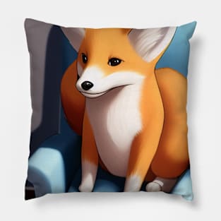 Serious Fox on sofa Pillow