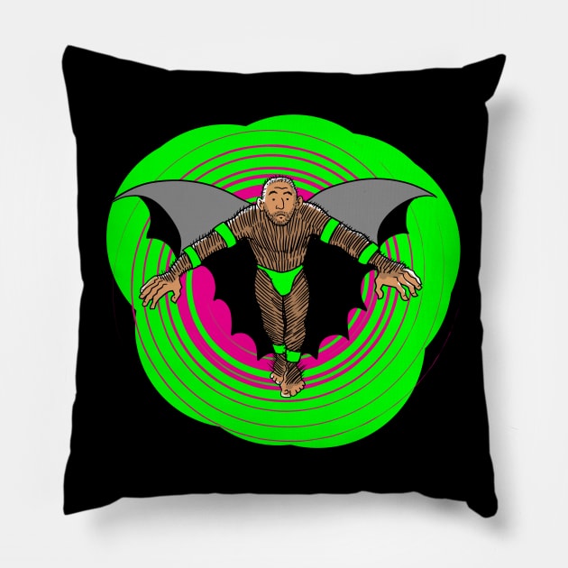 Big Hairy Flying Man Pillow by Rick714