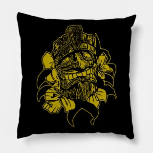 Tiki stamp and  wood  cut print Pillow